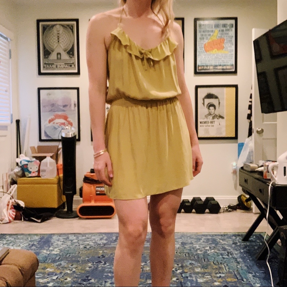 Parker mustard colored racerback dress